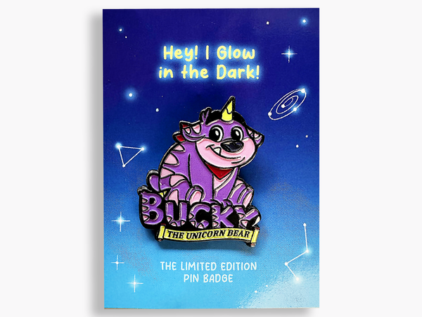 Bucky The Unicorn Bear - Glow in the dark badge